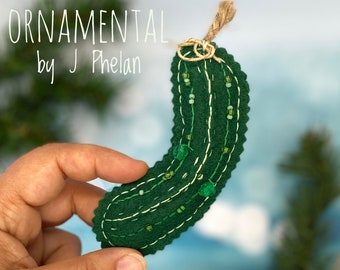 Christmas Pickle Ornament Food Ornament German Pickle Ornament Dill Pickle Ornament Green Felt Pickle Ornament Made in Ohio Ready to Ship