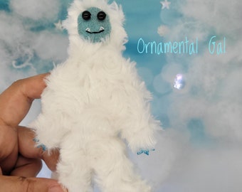 Yuki the Yeti Christmas Ornament: Handmade Faux Fur Abominable Snowman