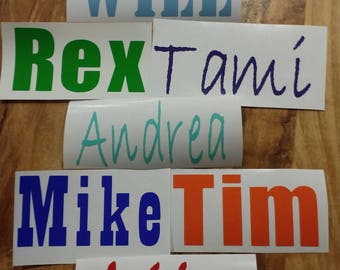 PERSONALIZED Vinyl NAME Decal sticker CUSTOMIZE Yeti mugs water bottles and more!!!! 1" 2" 3" 4"