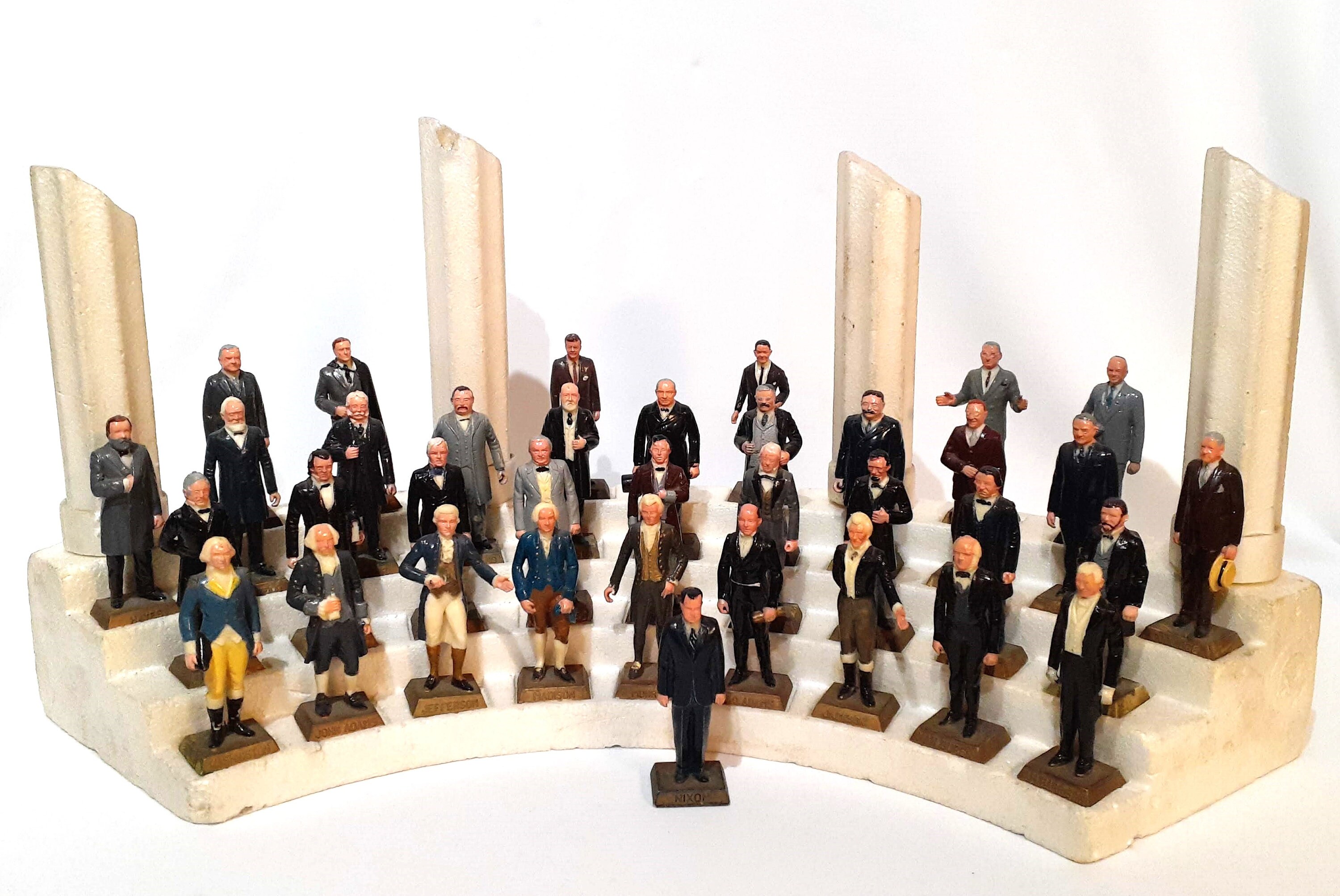 1960s 35 Piece Factory Painted MARX Toys US Presidents Set With