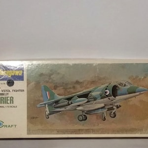 Vintage 1969 Hawker Siddeley Harrier G.R.Mk.1 V/STOL Fighter 1/72 Scale MINICRAFT MODELS Inc. In Box Un-Opened