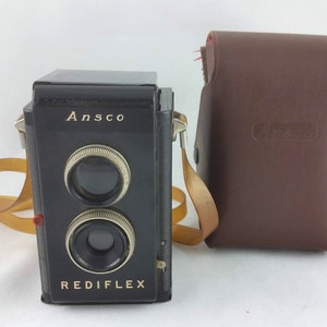 Vintage 1948 Ansco Rediflex Camera With Leather Case Tested
