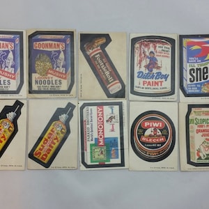 Vintage 1960s Topps Wacky Packages Stickers Total Of 10 Stickers