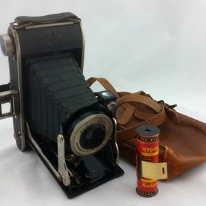 Vintage 1940s AGFA ANSCO Captain PD16 Folding Camera Lomography Camera With Original Leather Case and Original Film Tested