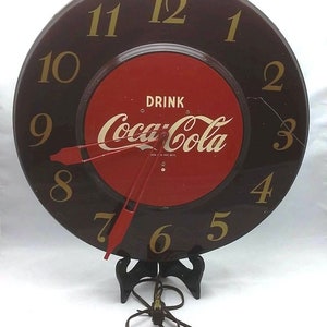Vintage Antique 1950s Coca Cola Advertising Sign Clock Drink Coca Cola Clock Advertising Sign Tested Excellent!