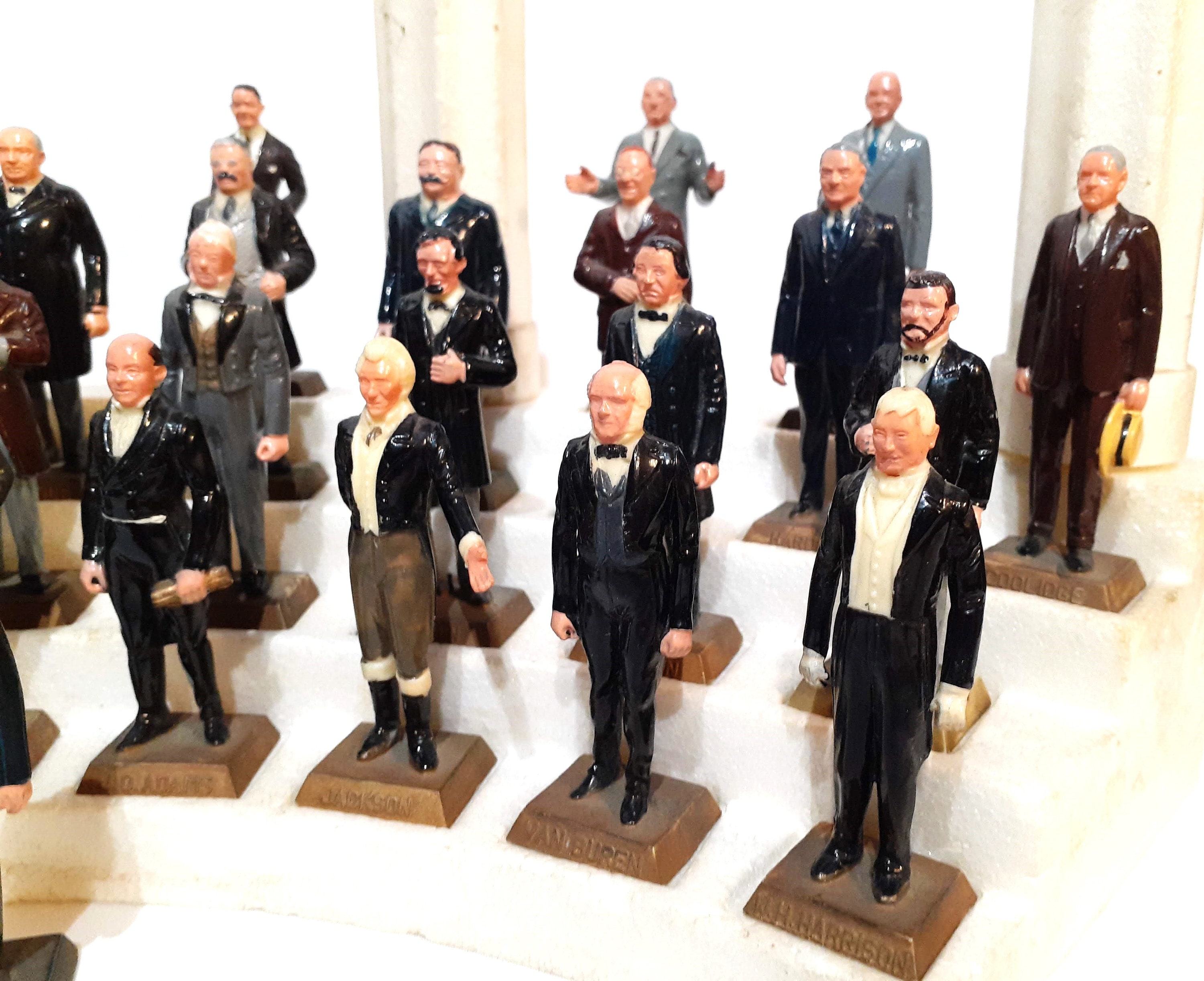 1960s 35 Piece Factory Painted MARX Toys US Presidents Set With