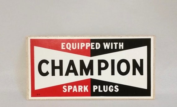 5 Vintage Style Champion Spark Plugs Vinyl Decals