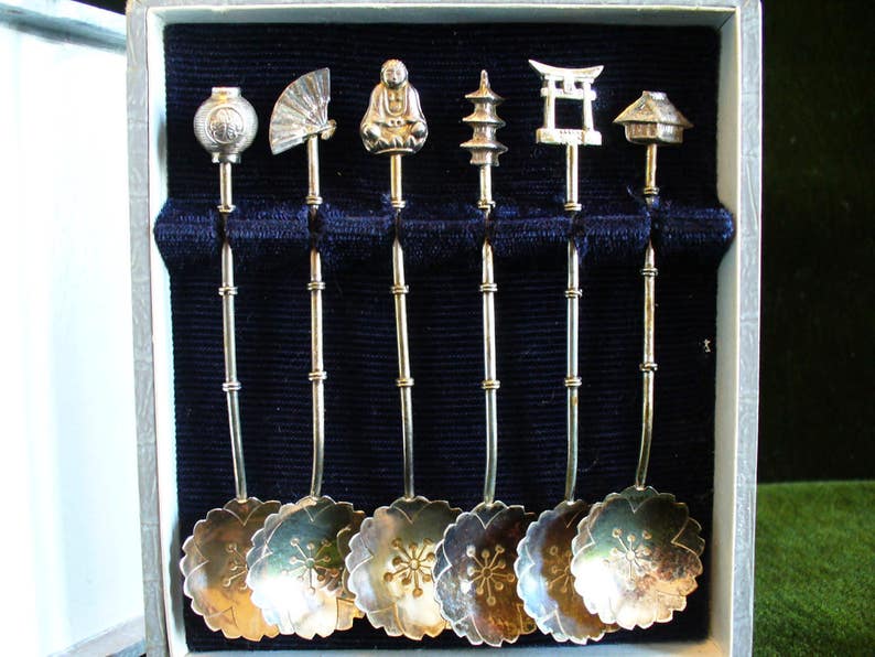 Vintage Japanese Sterling Silver 950 Demitasse Bamboo Spoons Etsy
