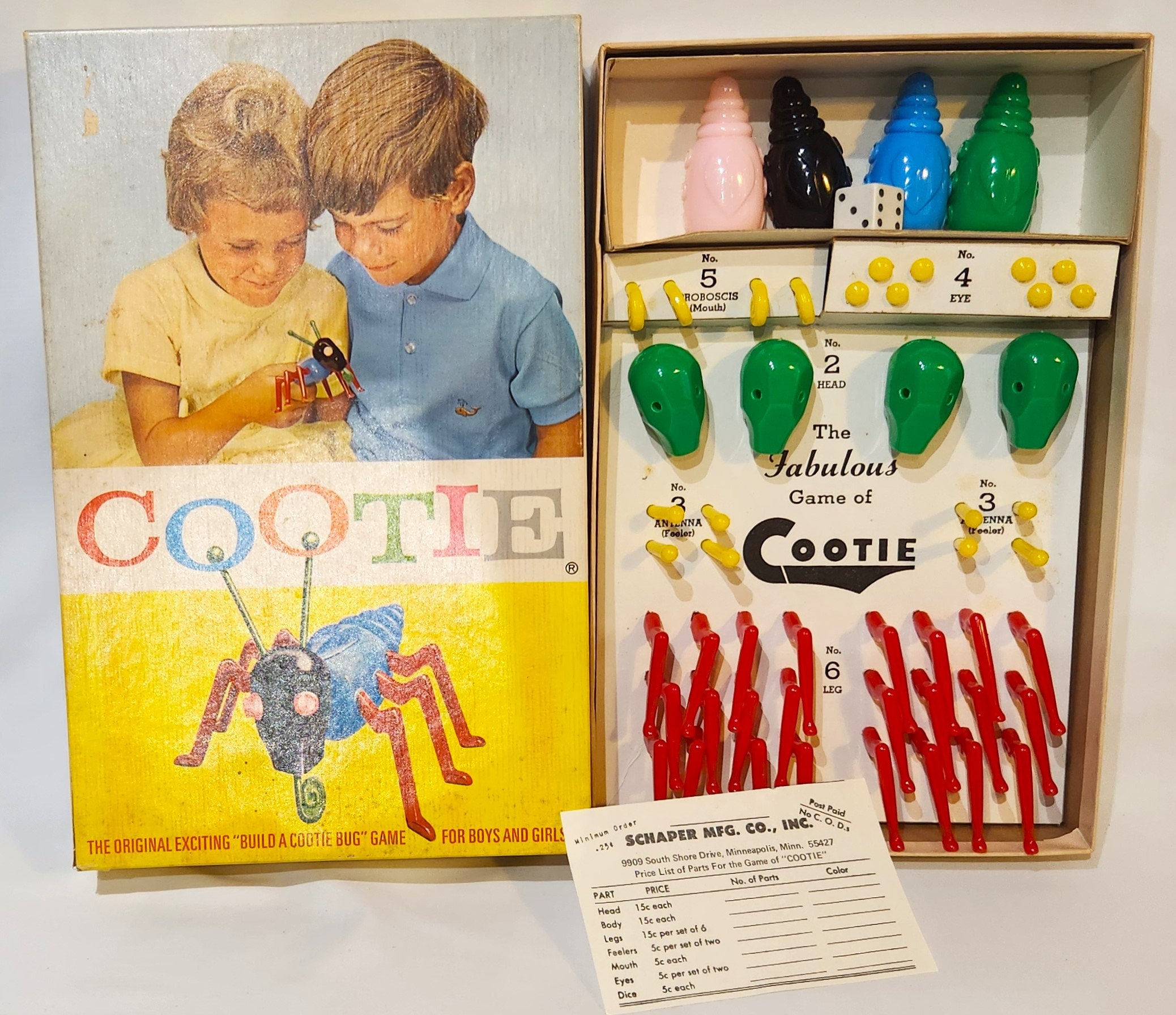 1949 COOTIE Build A Cootie Bug Game #200 Schaper Toy Complete - Etsy