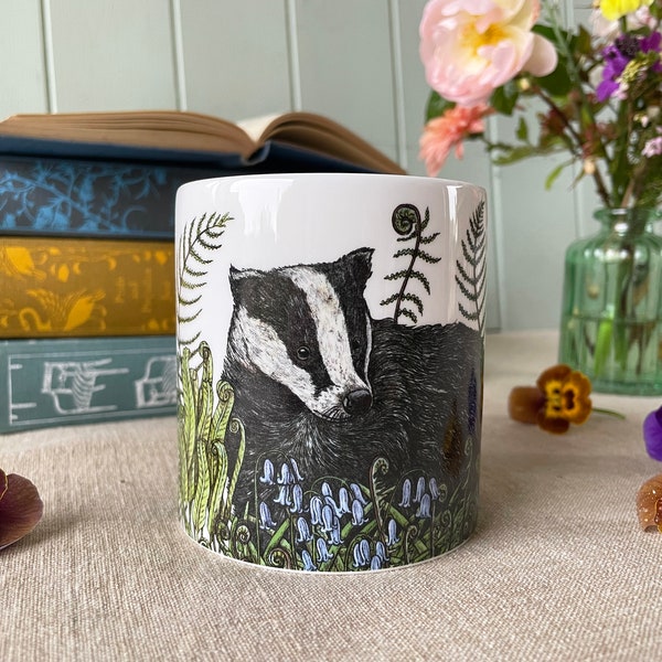 Badger and Bluebells Fine Bone China Mug