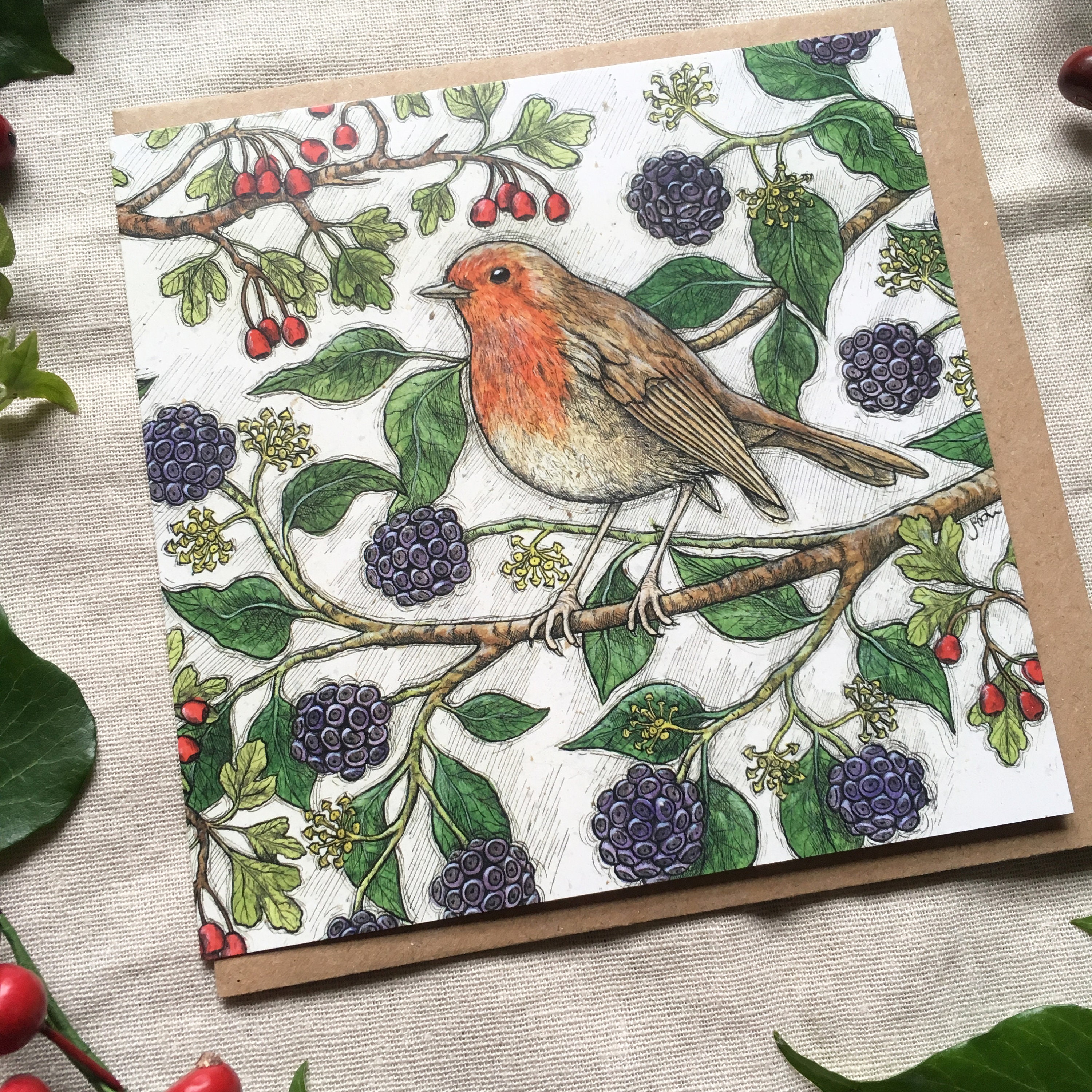 Autumn Robin Greetings Card - Etsy