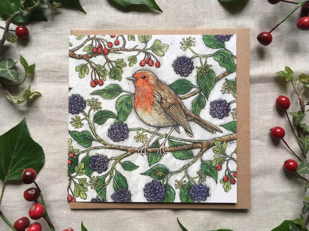 Autumn Robin Greetings Card - Etsy