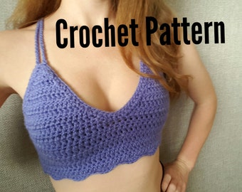 Easy Crochet Pattern Crop Halter Top ~ Amethyst