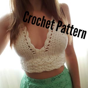 Easy Crochet Pattern Crop Halter Top ~ Opal