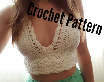 Easy Crochet Pattern Crop Halter Top ~ Opal