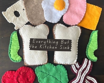 Felt Play Sandwich | Pretend Kids Kitchen | Felt Food | Food Set | Sandwich Kit | Toy Avacado Toast | Todler/ Kids Gift  | Chef Kit