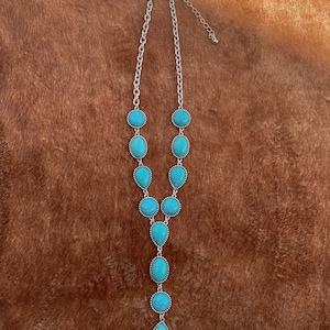 Western Cabochon Semi Stone Y Necklace