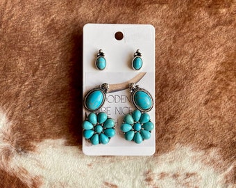 Western Stone Stud Earrings