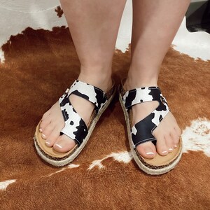 Black Calf Leather Bos Taurus Flat Sandals main image 0
