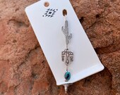 Western Cactus, Thunderbird Semi Stone Ear Pin