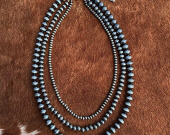 18 Long 6mm Faux Navajo Pearl Necklace 