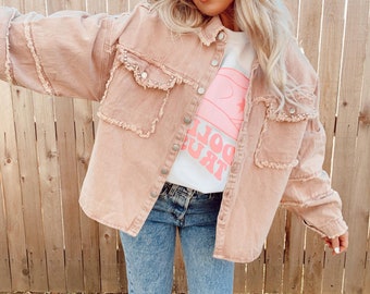 denim jacket men pink