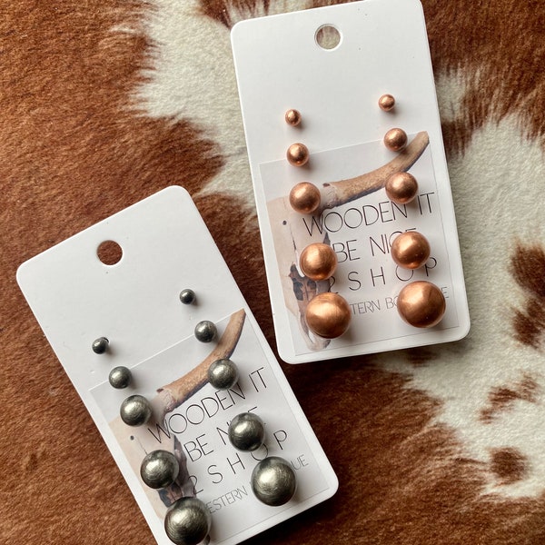 5 Pair Navajo Style Pearl Stud Earring Set