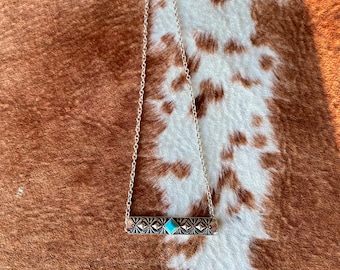 Western Diamond Shaped Semi Stone Bar Necklace