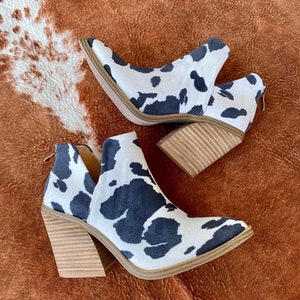 Cow Print Booties