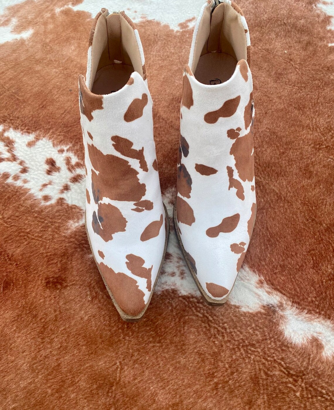 Cow Print Booties - Etsy