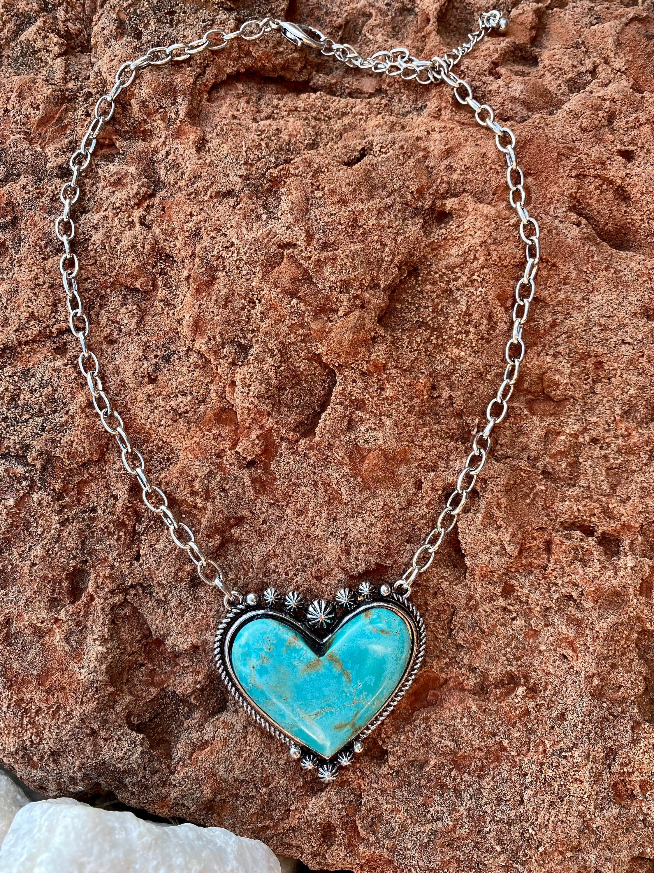 Western Stone Heart Necklace | Etsy Israel