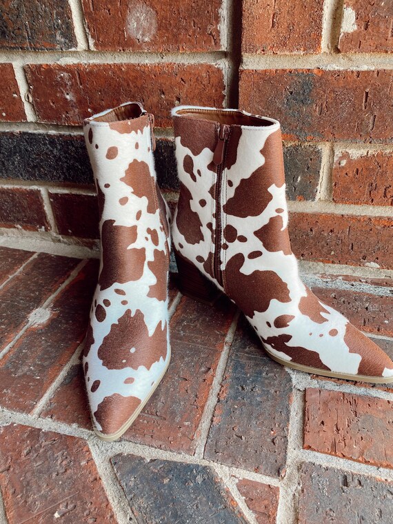 cow pattern booties