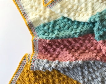 Chevron Bobble Blanket PDF Crochet Pattern, Instant Download, Crochet Blanket Pattern