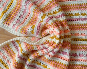 Summer Sherbet Blanket | Striped Crochet Blanket Pattern | PDF Download | Afghan Pattern