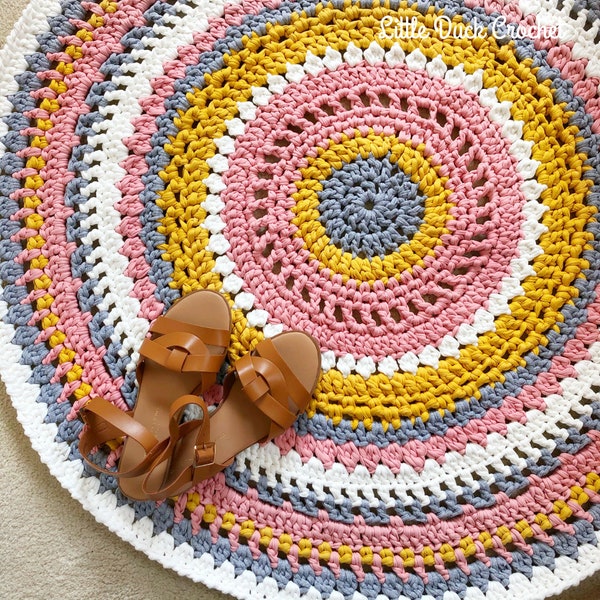 Patrón Alfombra Crochet, Patrón PDF, Patrón Alfombra Mandala Crochet, Mandala