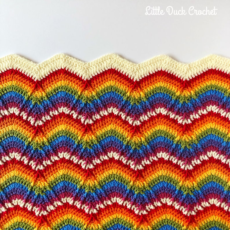Rainbow Ripples Blanket PDF Crochet Pattern, Instant Download, Crochet Blanket Pattern image 4