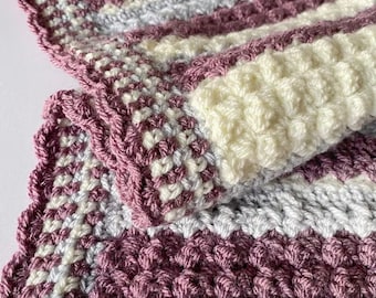 FREE UK SHIPPING Handmade crochet baby blanket, crochet cot blaneket, lap blanket, handmade crochet blanket