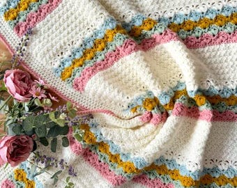 Modello PDF per coperta Little Lotus all'uncinetto, download immediato, modello per coperta all'uncinetto