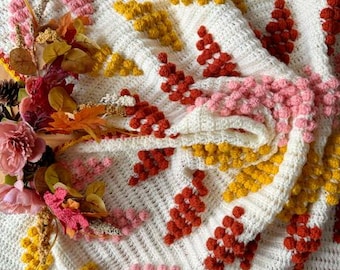 Autumn Leaves Blanket PDF Crochet Pattern, Instant Download, Crochet Blanket Pattern, Bobble Stitch Blanket, PDF Pattern