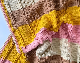 Sundae Bobble Blanket PDF Crochet Pattern, Téléchargement instantané, Modèle de couverture au crochet