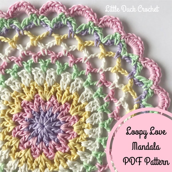 Crochet mandala pattern, crochet doily pattern, PDF