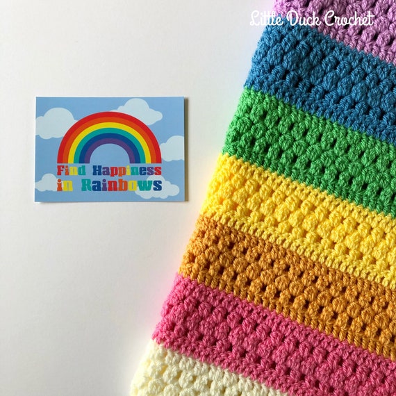 Rainbow Stripes Blanket PDF Crochet Pattern, Instant