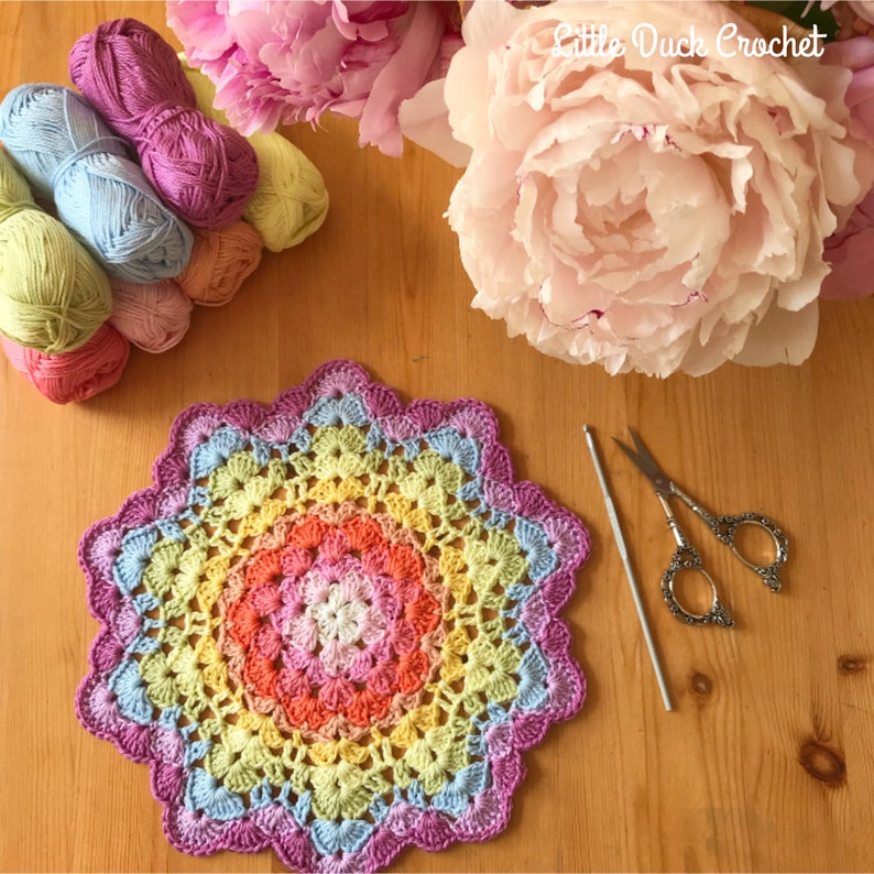 Crochet Mandala Pattern, PDF Pattern, Placemat Pattern, Doily Pattern image 4