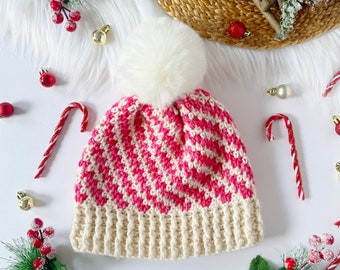 Peppermint Swirl Hat pattern, Crochet hat pattern, crochet beanie pattern, PDF