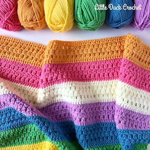 Rainbow Stripes Blanket PDF Crochet Pattern, Instant Download, Crochet Blanket Pattern