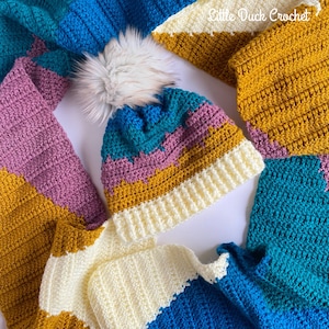 Autumn Peaks Hat and Scarf Pattern | PDF Crochet Pattern | Crochet Scarf Pattern | Crochet Hat Pattern