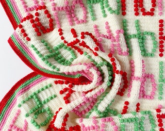 Ho Ho Ho Blanket, Christmas Blanket PDF Crochet Pattern, Instant Download, Crochet Blanket Pattern, Bobble Stitch Blanket, Festive Blanket