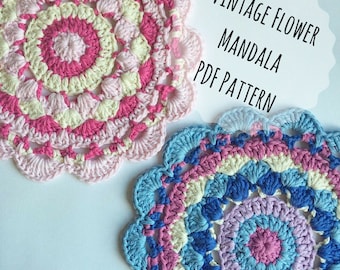 Crochet Mandala Pattern, doily pattern, placemat pattern, PDF