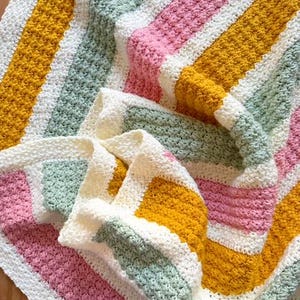 Spring Stripes Blanket PDF Crochet Pattern, Instant Download, Crochet Blanket Pattern