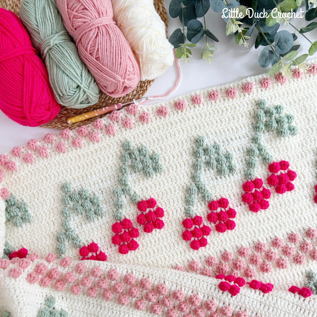 Cherry Blossom Blanket PDF Crochet Pattern, Instant Download 